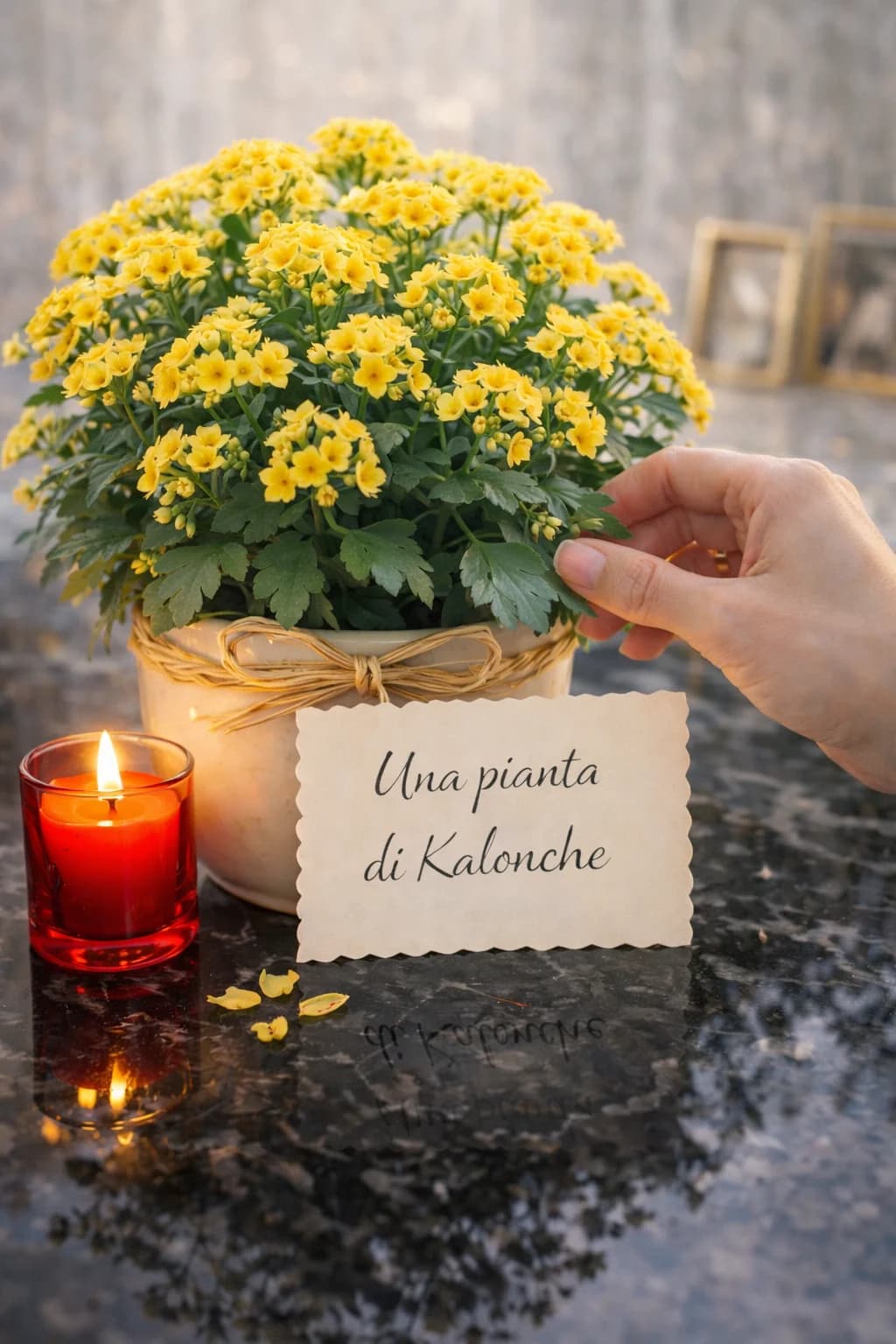 Kalonche (pianta in vaso), composizione floreale per funerale e camera ardente, con foto di conferma su WhatsApp