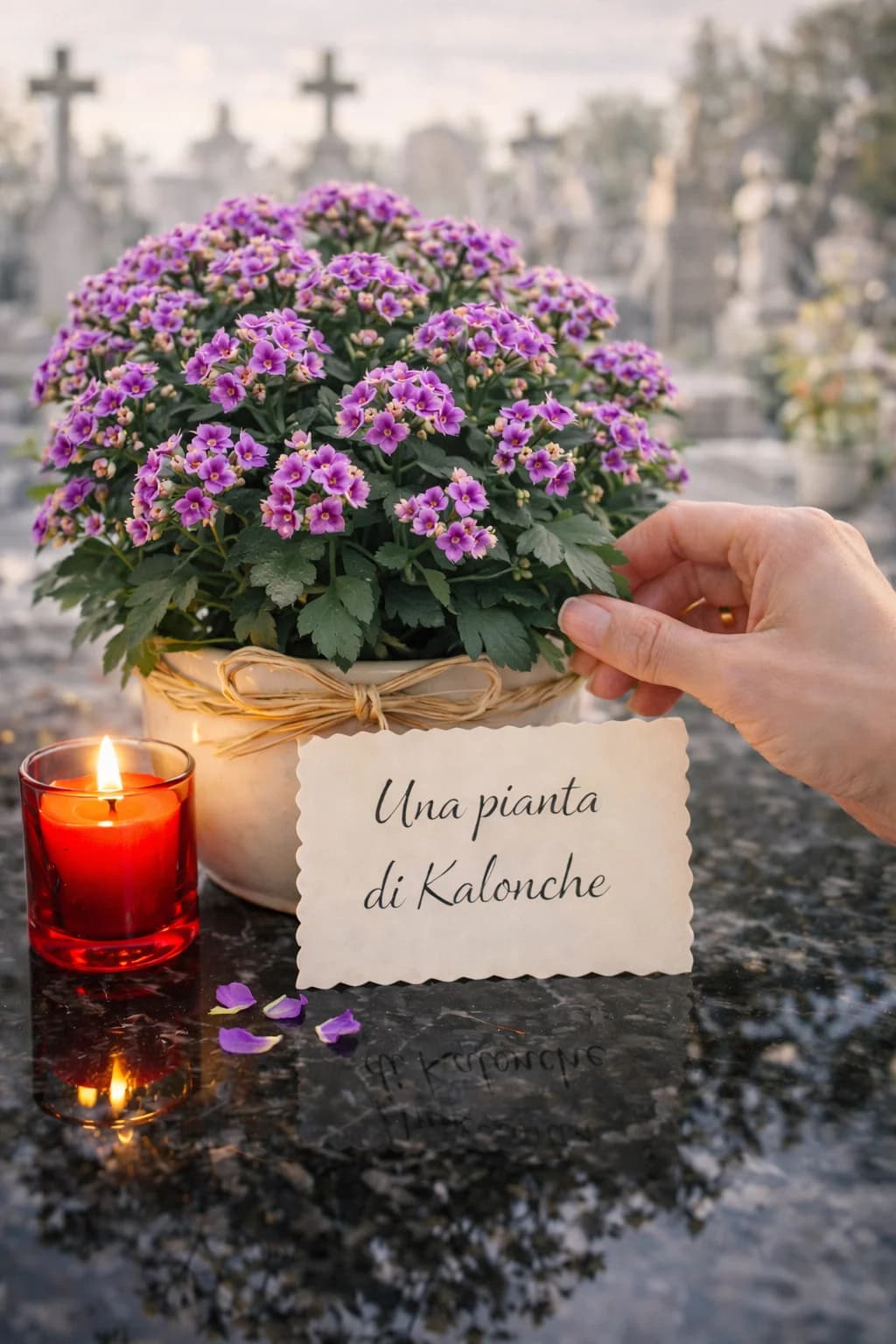 Kalonche (pianta in vaso), composizione floreale per funerale e camera ardente, con foto di conferma su WhatsApp