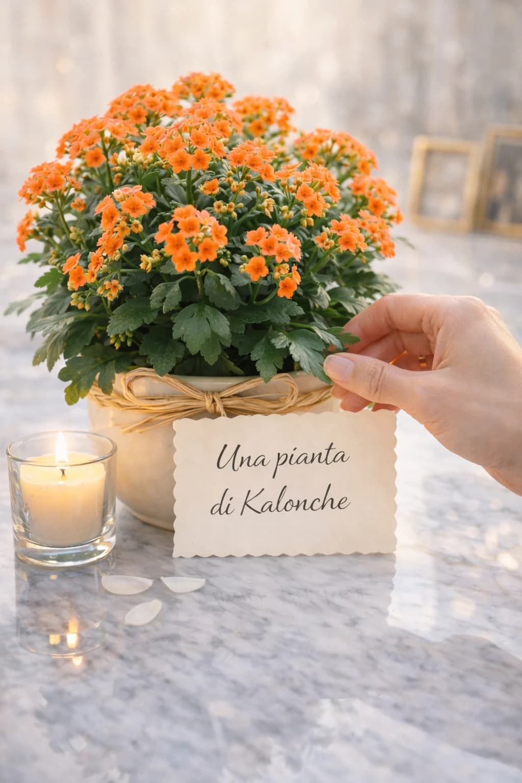 Kalonchoe (pianta in vaso), omaggio floreale con consegna al cimitero, con foto di conferma su WhatsApp