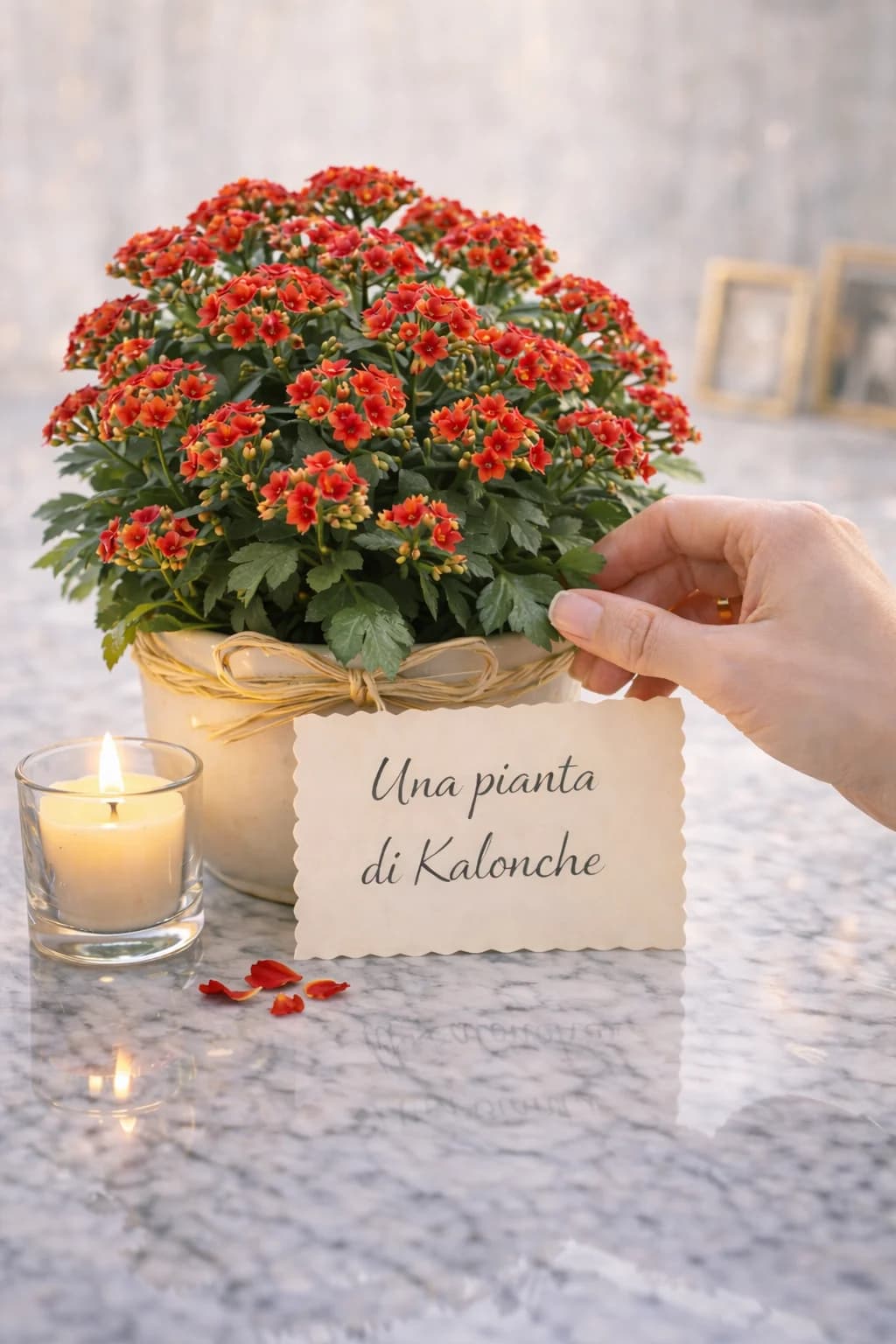 Kalonche (pianta in vaso), composizione floreale per funerale e camera ardente, con foto di conferma su WhatsApp