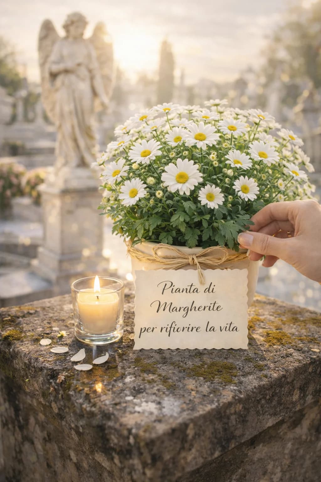 Margherite/Gerbere (pianta in vaso), composizione floreale per funerale e camera ardente, con foto di conferma su WhatsApp