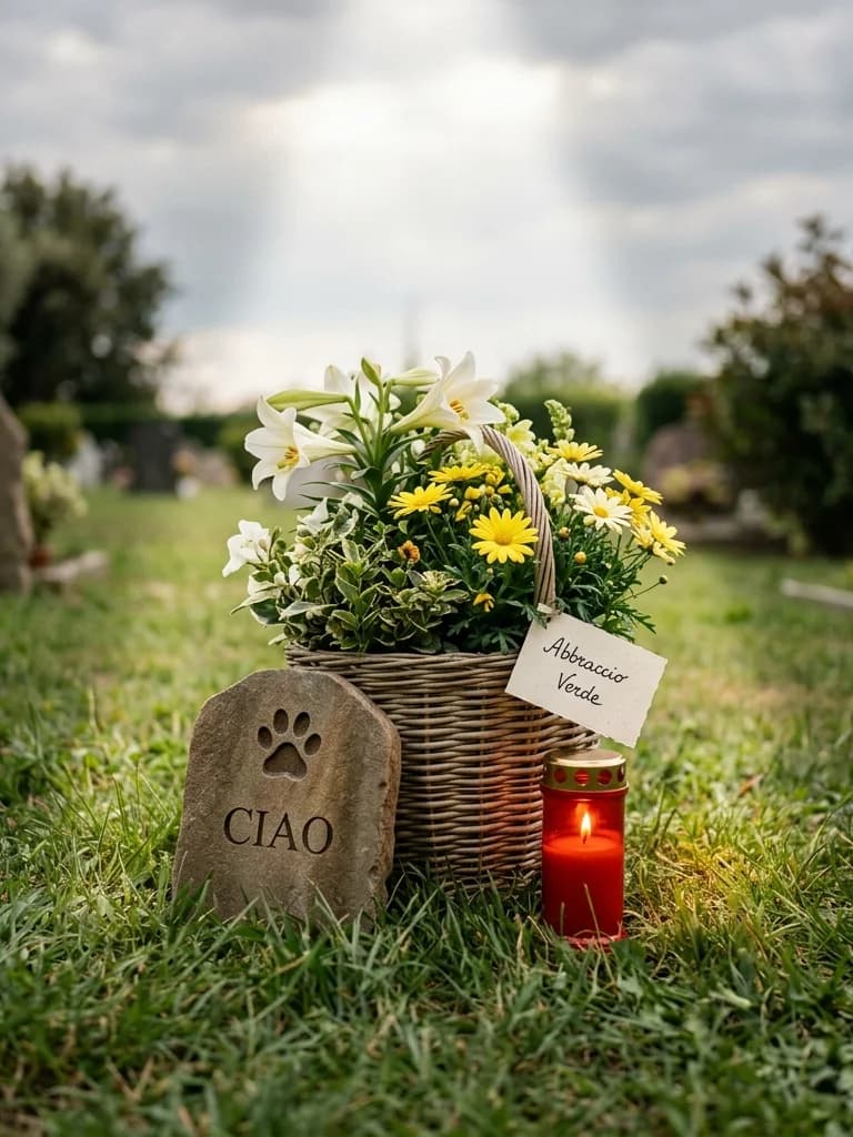Abbraccio Verde, omaggio floreale con consegna al cimitero, con foto di conferma su WhatsApp