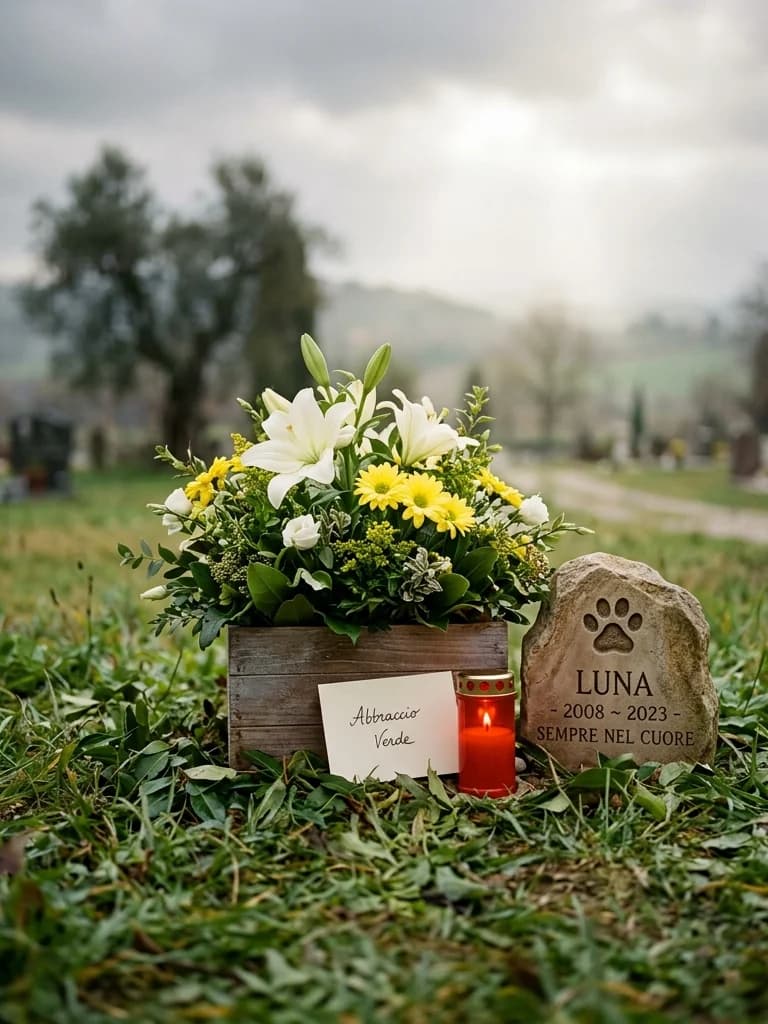Abbraccio Verde, omaggio floreale con consegna al cimitero, con foto di conferma su WhatsApp