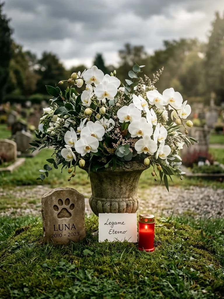 Legame Eterno, omaggio floreale con consegna al cimitero, con foto di conferma su WhatsApp