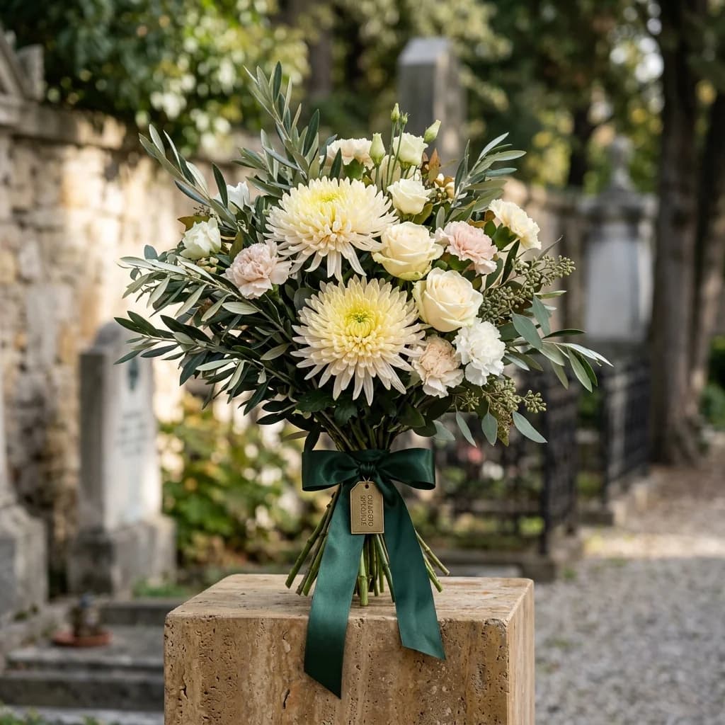 Omaggio Speciale, omaggio floreale con consegna al cimitero, con foto di conferma su WhatsApp