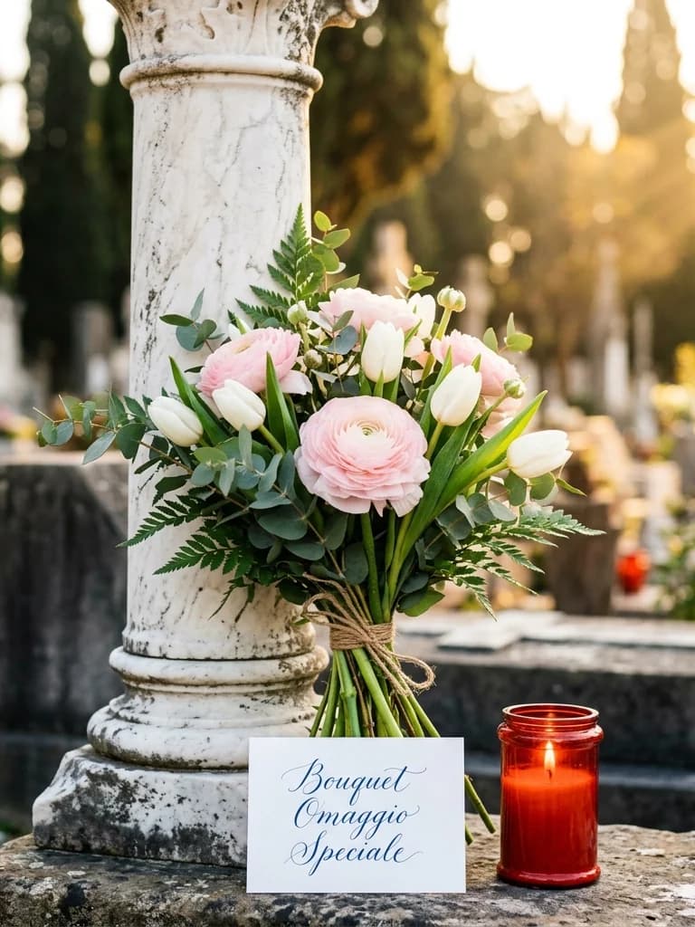 Omaggio Speciale, omaggio floreale con consegna al cimitero, con foto di conferma su WhatsApp