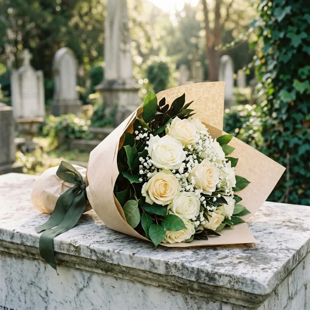 Bouquet di Rose, omaggio floreale con consegna al cimitero, con foto di conferma su WhatsApp