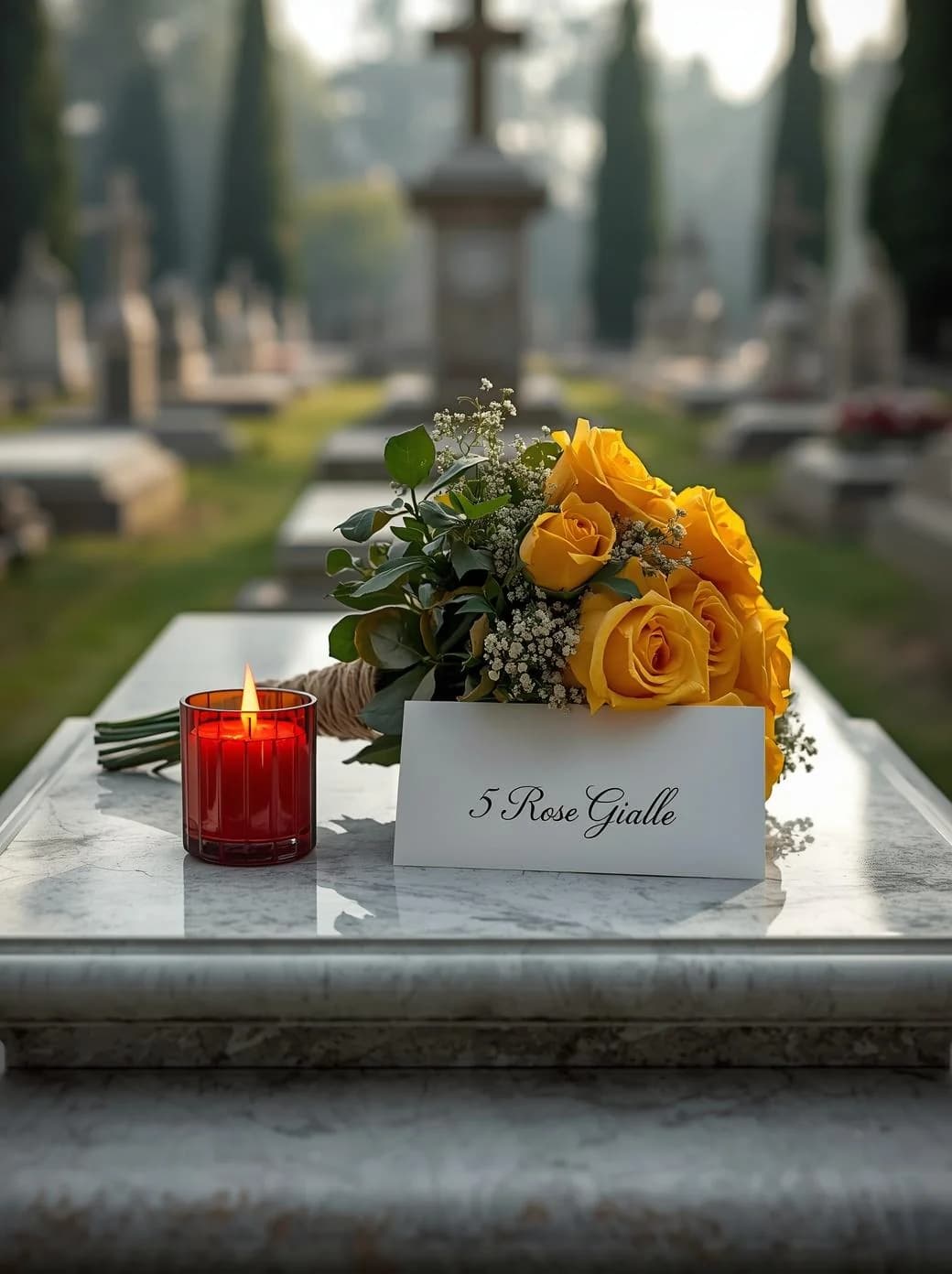 Bouquet di Rose, omaggio floreale con consegna al cimitero, con foto di conferma su WhatsApp
